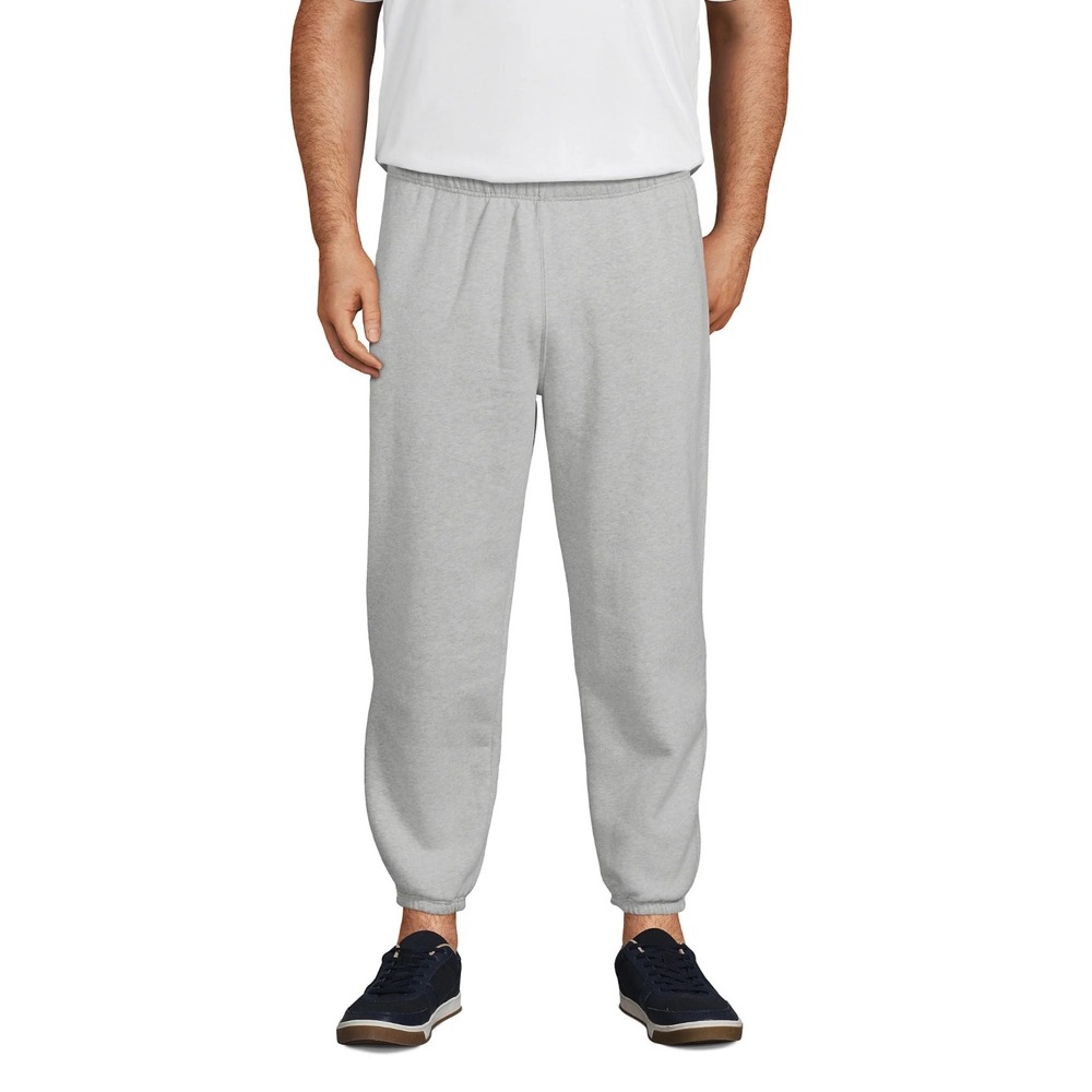 Lands' End Mens Serious Sweats Gray Jogger‎ Sweatpants Cotton Blend Lounge L